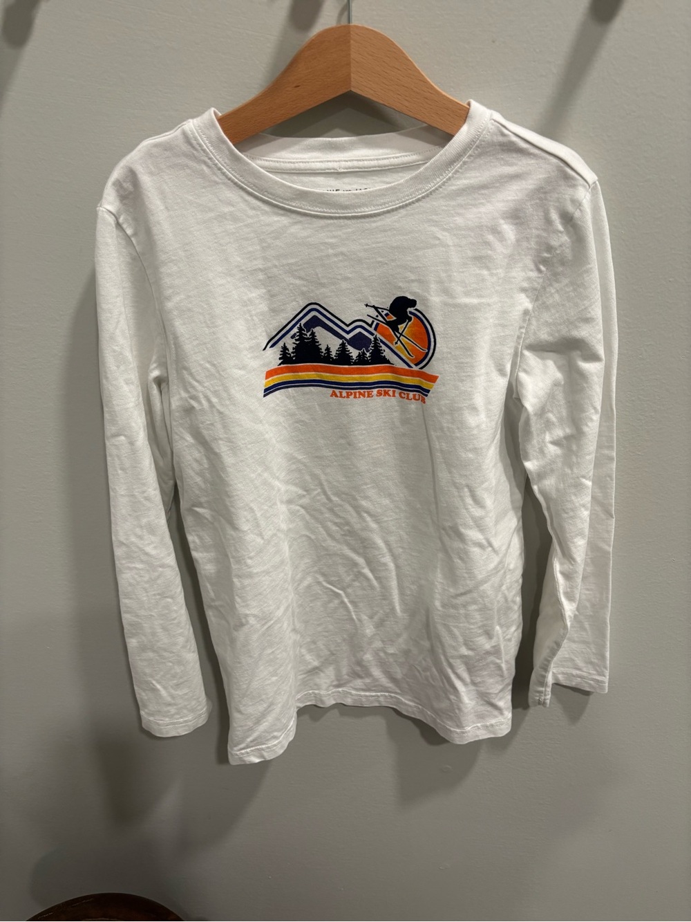 Janie and Jack White Long Sleeve Tee with Alpine Ski Graphic